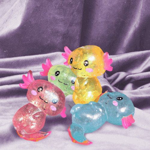 Puristettava glitter aksolotli aistituote