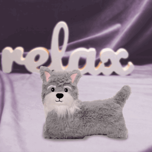 Schnauzer koira, mikrossa lämmitettävä lämpöpakkaus